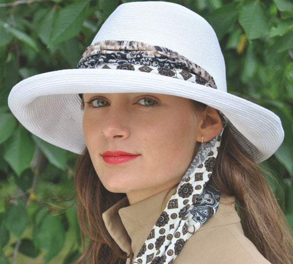 Wide brim hat - Manly - white/black - travel hat
