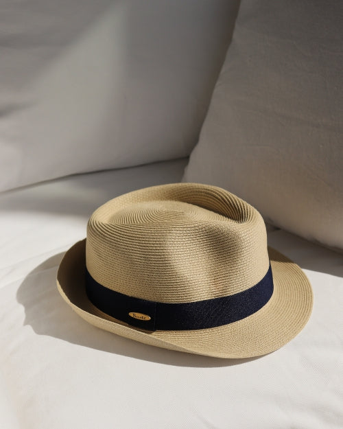 Summer Trilby straw hat-packable, in tan brown,OSFA – Bronteshop
