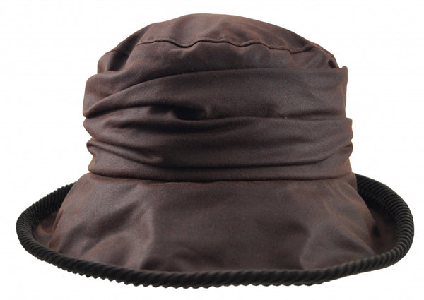 Rain hat -  Eveline - brown wax