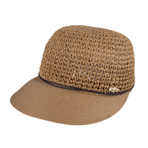 Bronte airy, summer straw Cap for women - Emma - camel colour, OSFA