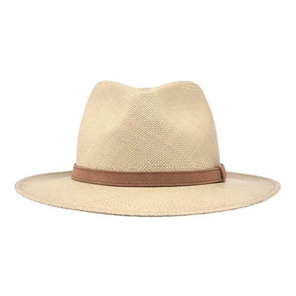 Panama hat - Gaston - stone - cognac suede trimming