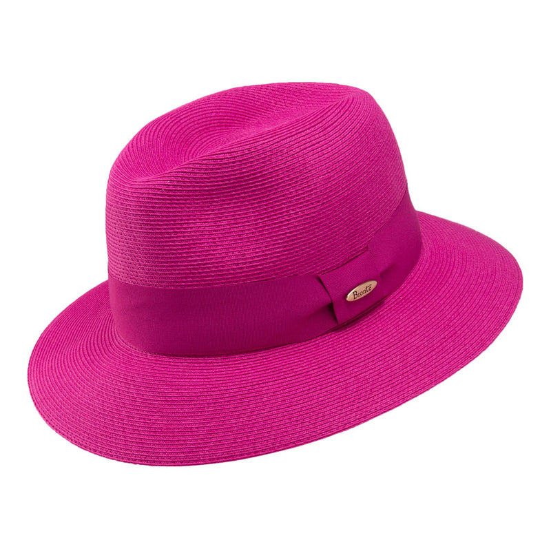 Josephine-fuchsia summer straw Fedora hat-packable – Bronteshop