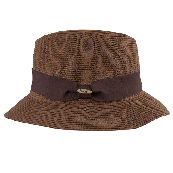 Bronte - Josephine-fedora summer hat, SPF 50, in chestnut brown colour,OSFA