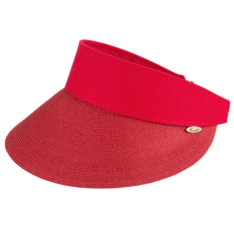 Evy-sun visor-vibrant red–straw/cotton-OSFA – Bronteshop