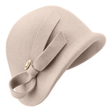 Bronte- winter wool felt Cloche hat - Belle - beige