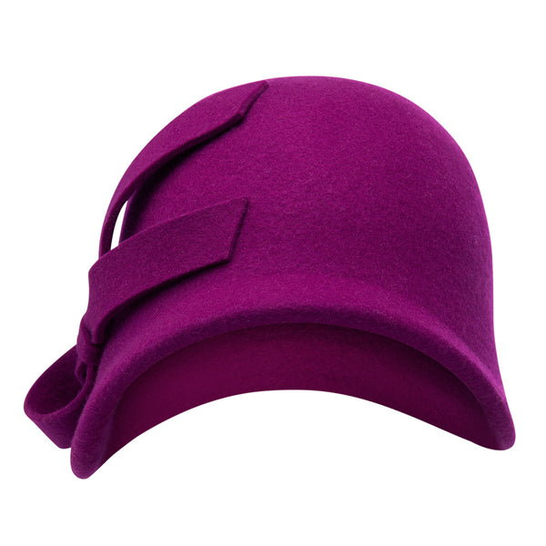 Bronte-wool felt  Cloche hat  - Belle - fuchsia pink