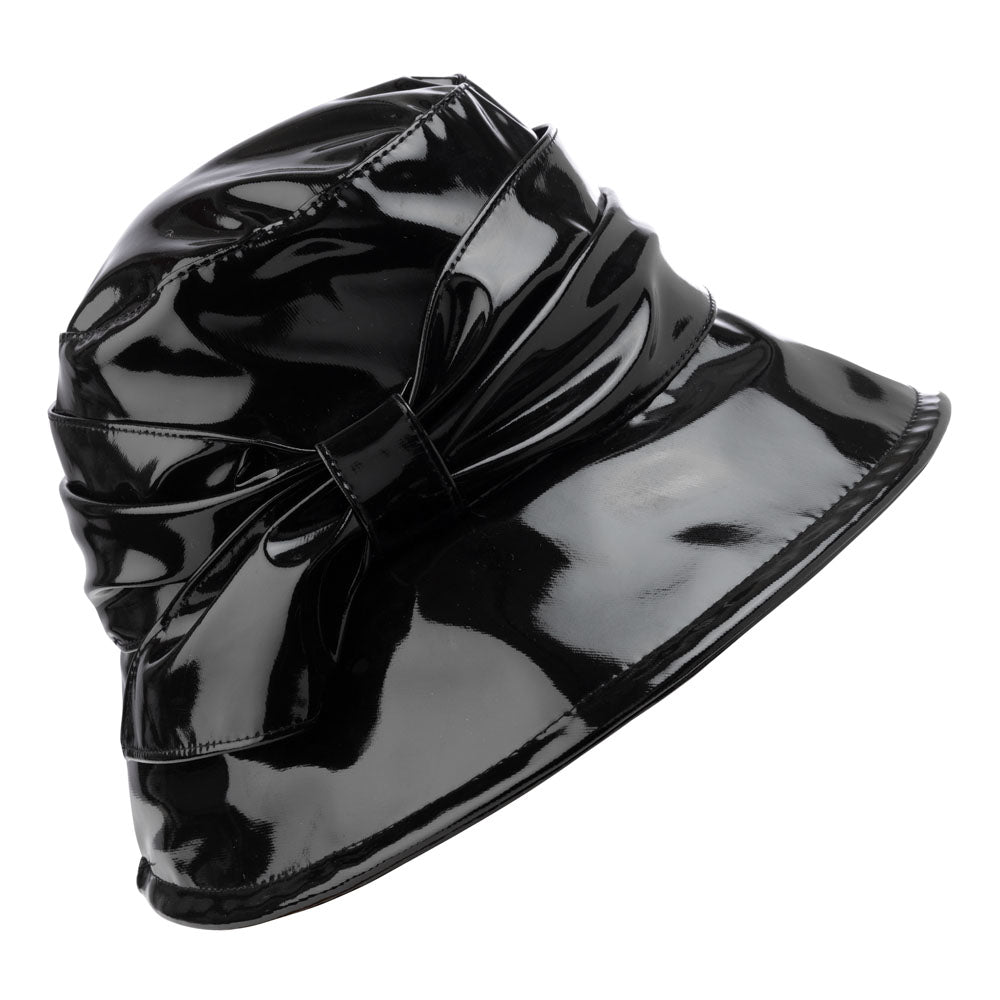 Black Patent Wide Brim Bucket Hat Patent Rain Hat by bedacht --> Shop Hats, Beanies & Caps  main image 3