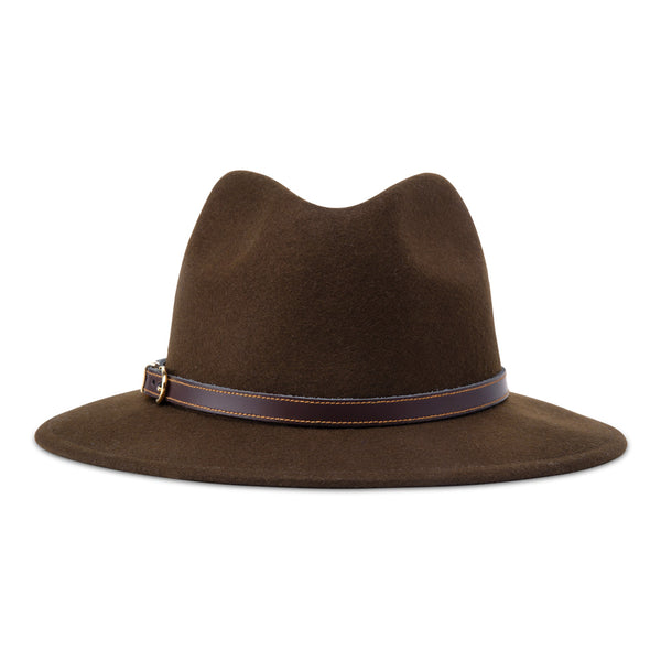 Bronte-Fedora hat - Cleo - in tobacco brown with leather belt