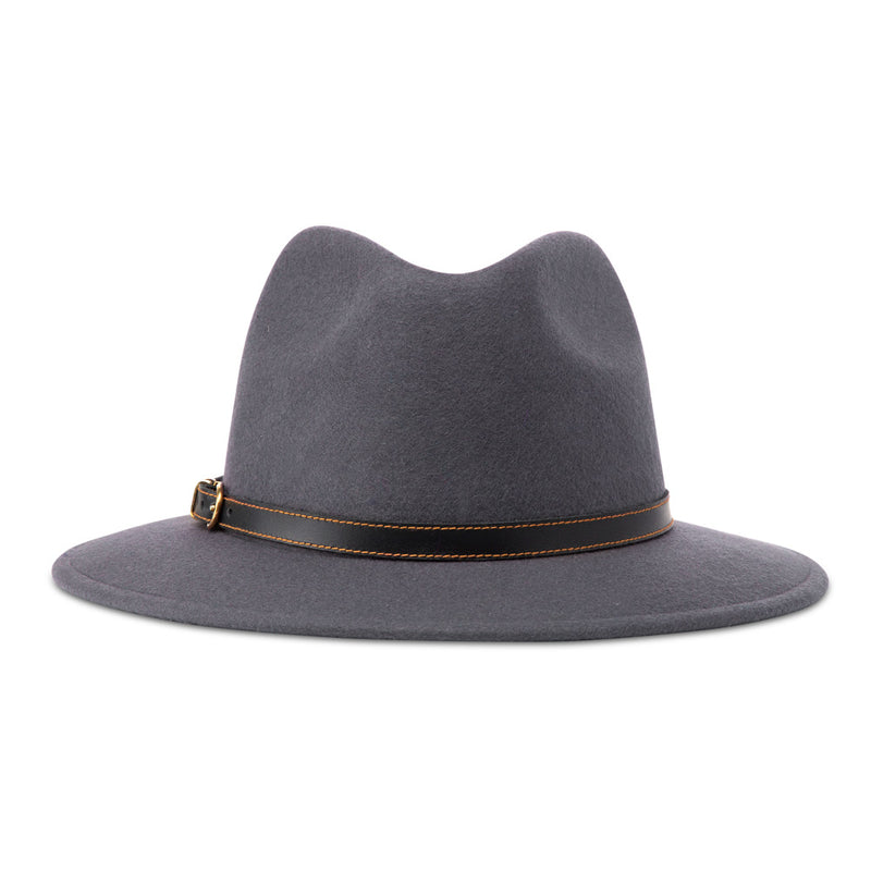 Bronte wool felt Fedora hat for women- Cleo - grey with belt