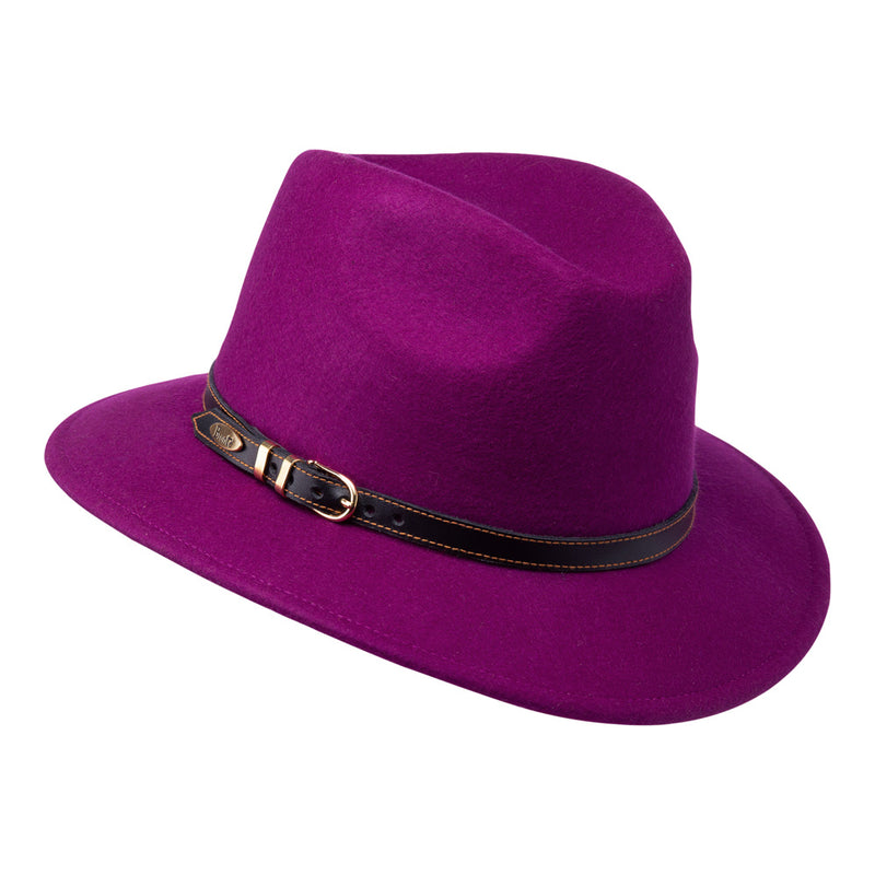 Bronte wool felt Fedora hat for women - Cleo - fuchsia pink