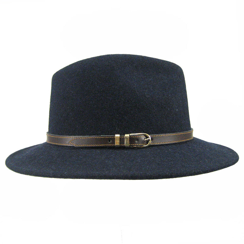 Bronte wool felt Fedora hat - Cleo - Navy blue