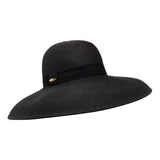 Bronte- Deborah-audrey Hepburn lampshade hat in black straw SPF50