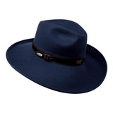 Bronte- wool felt Fedora hat  with wide brim - Frederique - navy blue