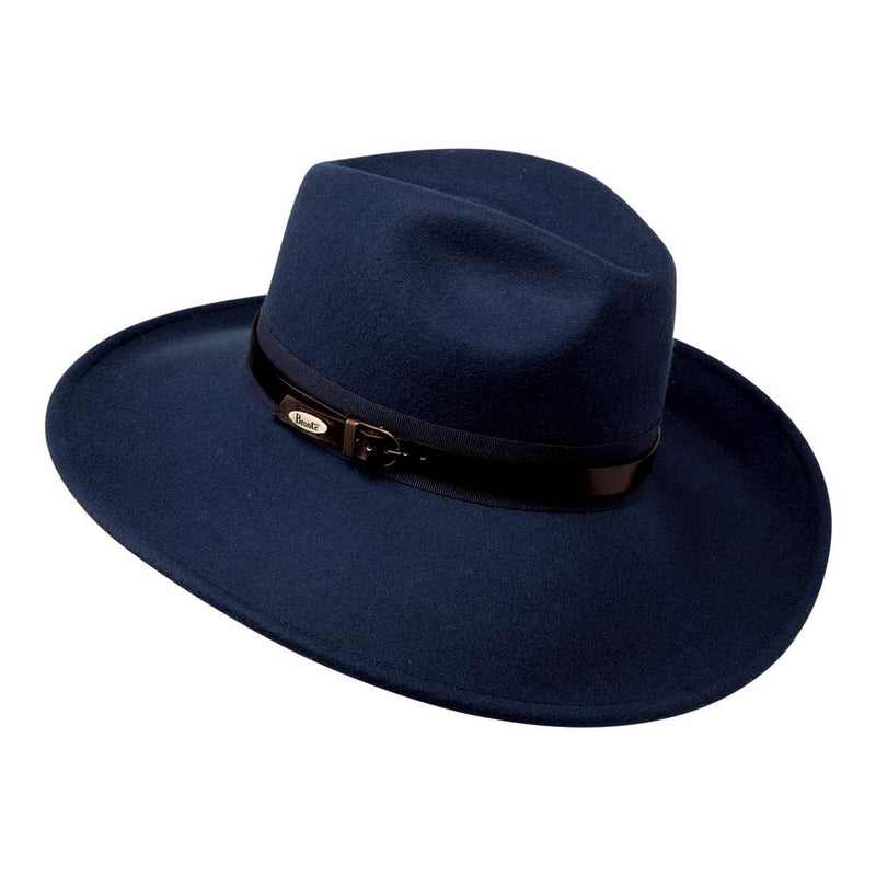 Frederique-side sweep wool felt fedora hat in blue – Bronteshop