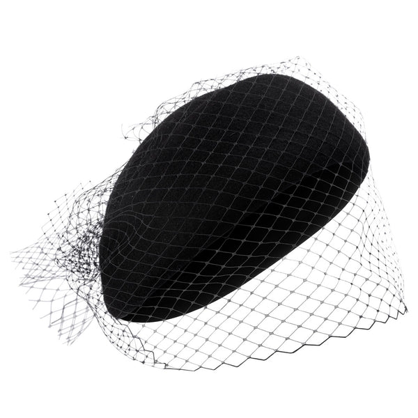Bronte-Ceremonial hat-pillbox - Isadora - black felt
