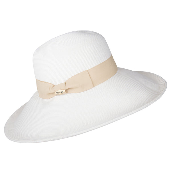 Wide brim hat - Jacqueline - white/sand