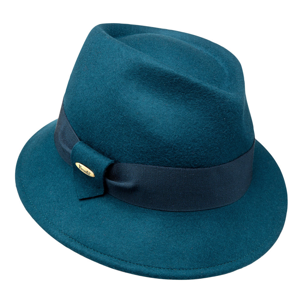 Jade- green wool felt Trilby hat, Greta Garbo style – Bronteshop display picture 1