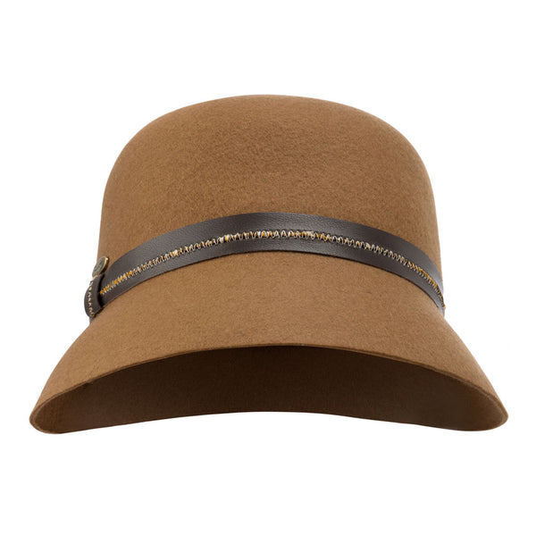 Bronte winter Cloche hat - Mabel - camel- packable