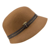 Bronte winter Cloche hat - Mabel - camel packable