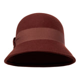 Bronte packable  felt Cloche hat - Natalie - rust brown