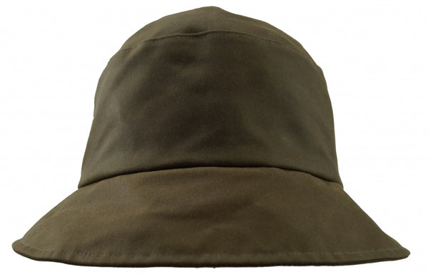 Bronte- Rain hat in cloche shape- Pip - green wax