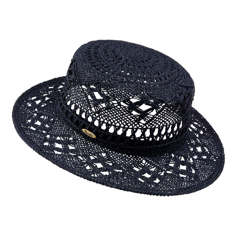 Bronte-Rubi- summer boater hat for women made of airy straw - navy blue