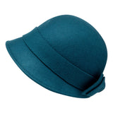 Bronte wool felt Cloche hat- Sophia - teal blue