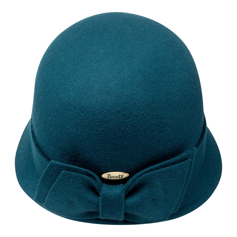 肌触りがいい bow, with hat Sophia-cloche wool Bronteshop – blue felt-teal 帽子