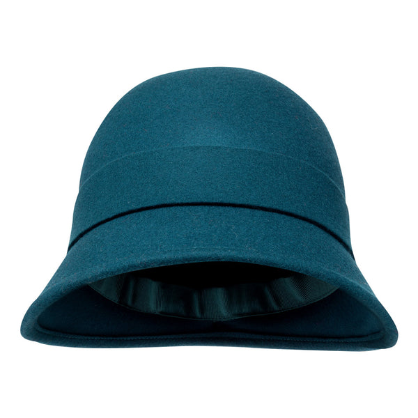 Bronte wool felt winter Cloche hat- Sophia - teal blue