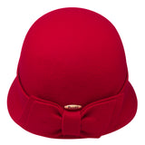 Bronte winter Cloche hat - Sophia - red, with felt bow
