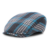 Bronte Flat Cap with long peak -Tommy-blue-grey wool mix, with cotton lining