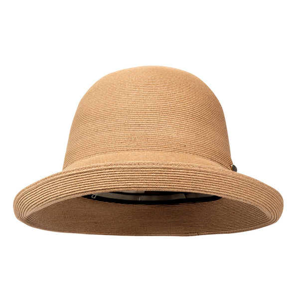Bronte - straw Cloche hat - Zoey - camel-SPF50-rollable-OSFA