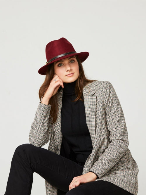 Fedora hat - Cleo Ribbon - Rust Brown