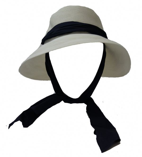 Wide brim hat - Manly - white/black - travel hat