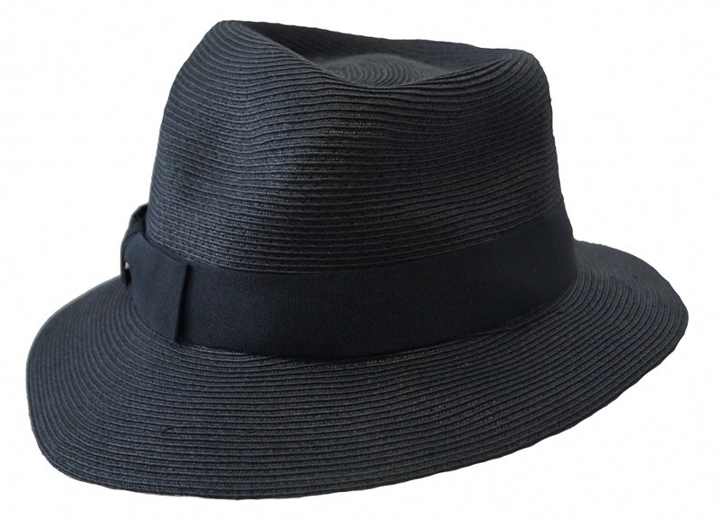 Trilby hat - Greta - straw - black