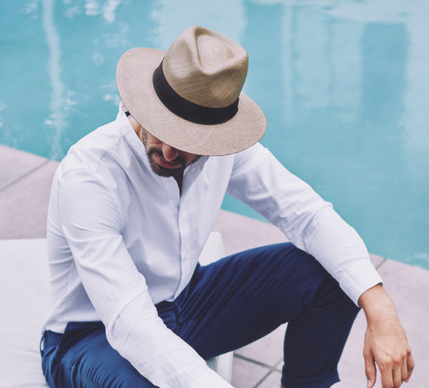 Panama hat - Luc - natural/navy