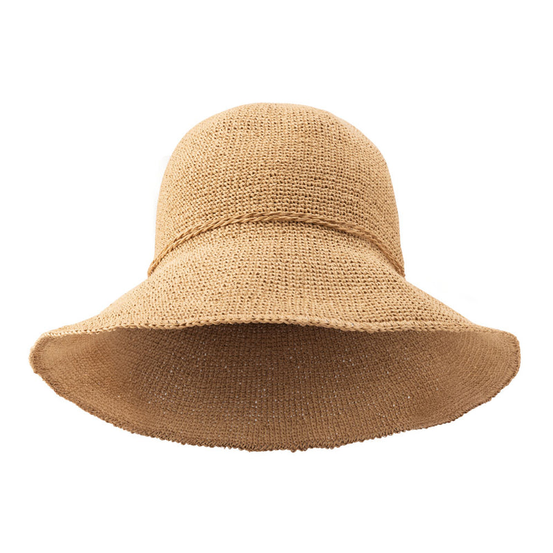 Wide brim hat -kiki - camel - Raffia 