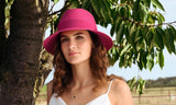 Bronte summer fedora hat for women in bright pink