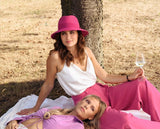 Bronte Josephine fedora hat , rollable, SPF50 and in bright pink colour